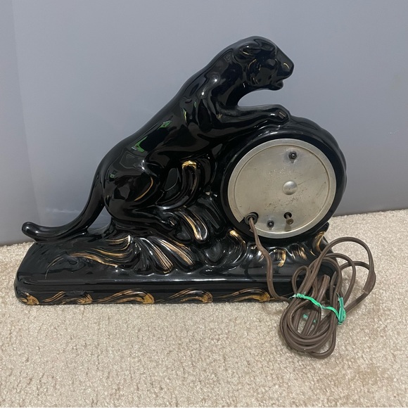 SESSIONS Wall Decor Vintage Black Panther Clock Mid Century 95s